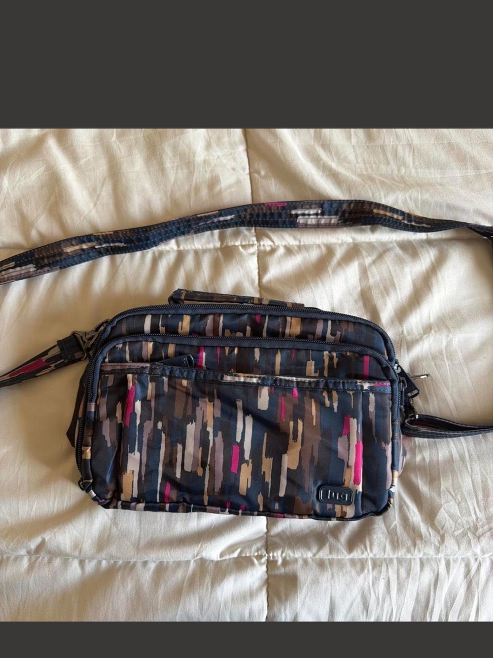 Compact Crossbody Bag in Navy Multi-Accent